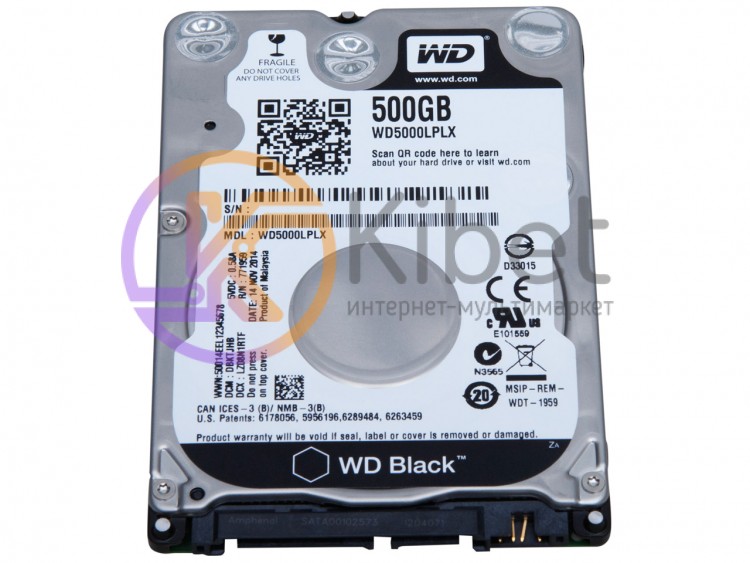 Жесткий диск 2.5' 500Gb Western Digital Black, SATA3, 32Mb, 7200 rpm (WD5000LPLX