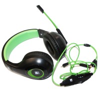 Наушники Gemix N3 Gaming Black Green, Mini jack, накладные, микрофон, кабель 1.2