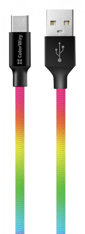 Кабель USB - USB Type-C 1 м ColorWay Multicolor, 2.4A (CW-CBUC018-MC)