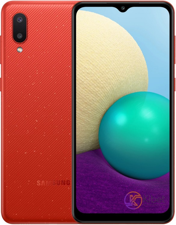 Смартфон Samsung Galaxy A022G (A02) Red, 2 NanoSim, сенсорный емкостный 6.2' (16