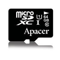 Карта памяти microSDXC, 64Gb, microSDHC, Apacer, SD адаптер (AP64GMCSX10U1-R)