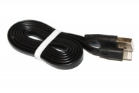 Кабель USB - iPhone 5, Voltex flat, Black, 1 м, алюминевые коннектора, 2A
