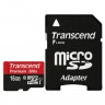 Карта памяти microSDHC, 16Gb, Class10 UHS-I U1, Transcend, SD адаптер (TS16GUSDU