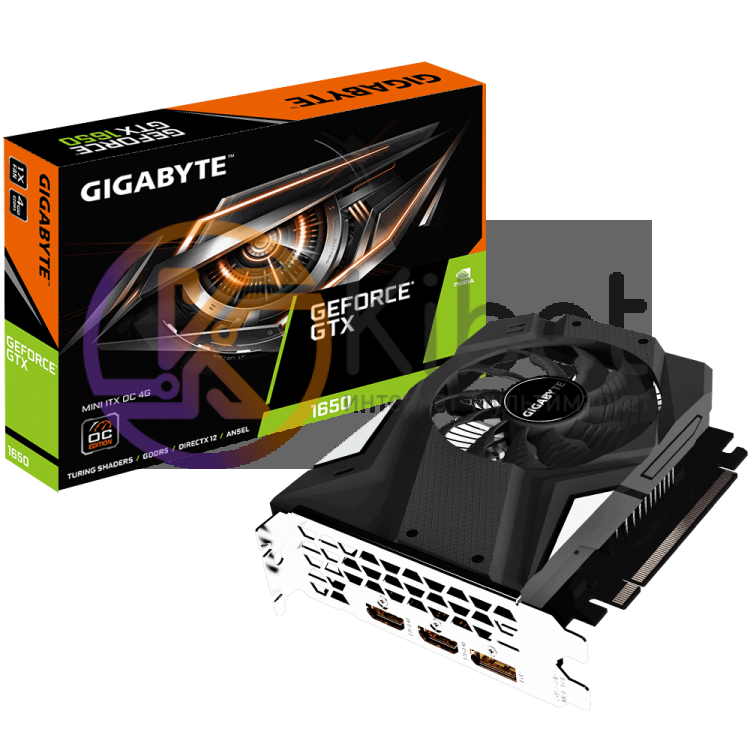 Видеокарта GeForce GTX 1650, Gigabyte, MINI ITX OC, 4Gb DDR5, 128-bit, 2xHDMI DP