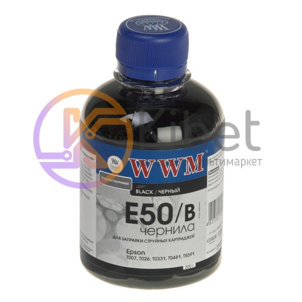 Чернила WWM Epson Stylus Photo Universal, Black, 200 мл, водорастворимые (E50 B)