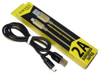 Кабель USB - Lightning, Black, 1 м, Voltex Rubber, 2A