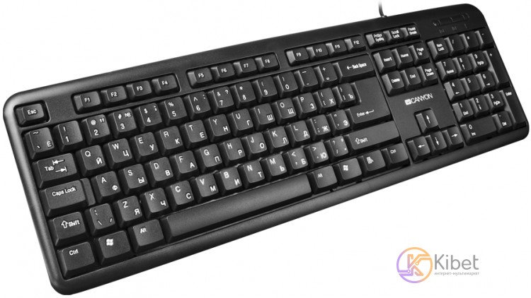 Клавиатура Canyon KB-1, Black, USB, 104 кнопки, защита от воды (CNE-CKEY01-RU)