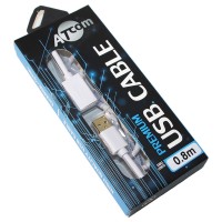 Кабель-удлинитель USB 2.0 (AM) - USB 2.0 (AF), White, 0.8 м, Atcom, позолоченные