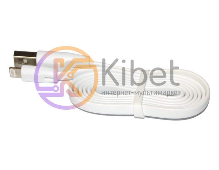 Кабель USB - iPhone 5, Voltex flat, White, 1 м, алюминевые коннектора, 2A