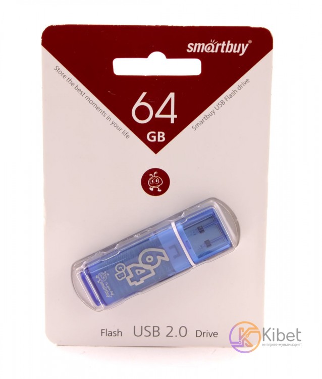 USB Флеш накопитель 64Gb Smartbuy Glossy series Blue SB64GBGS-B