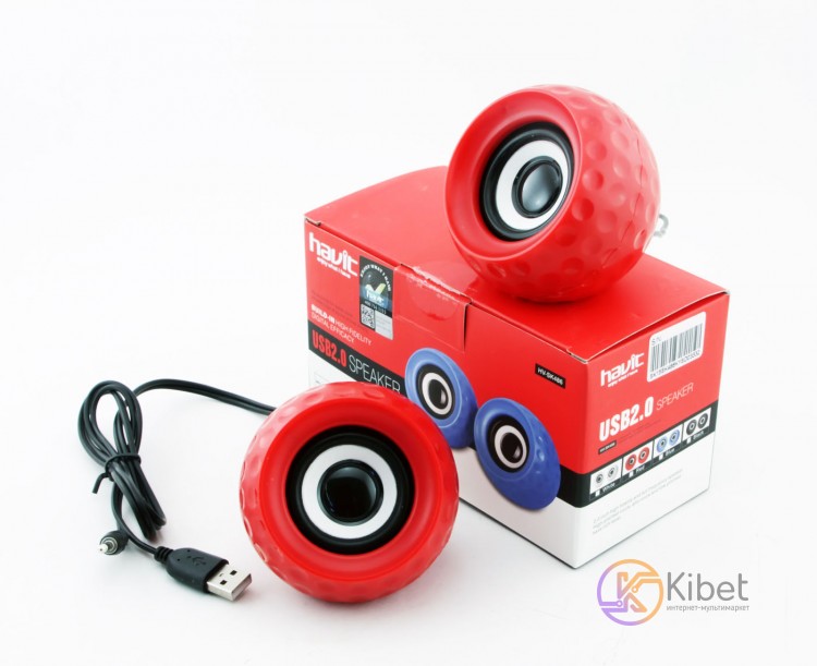 Колонки 2.0 Havit HV-SK486 Red, 2 x 3 Вт, пластиковый корпус, питание от USB, уп