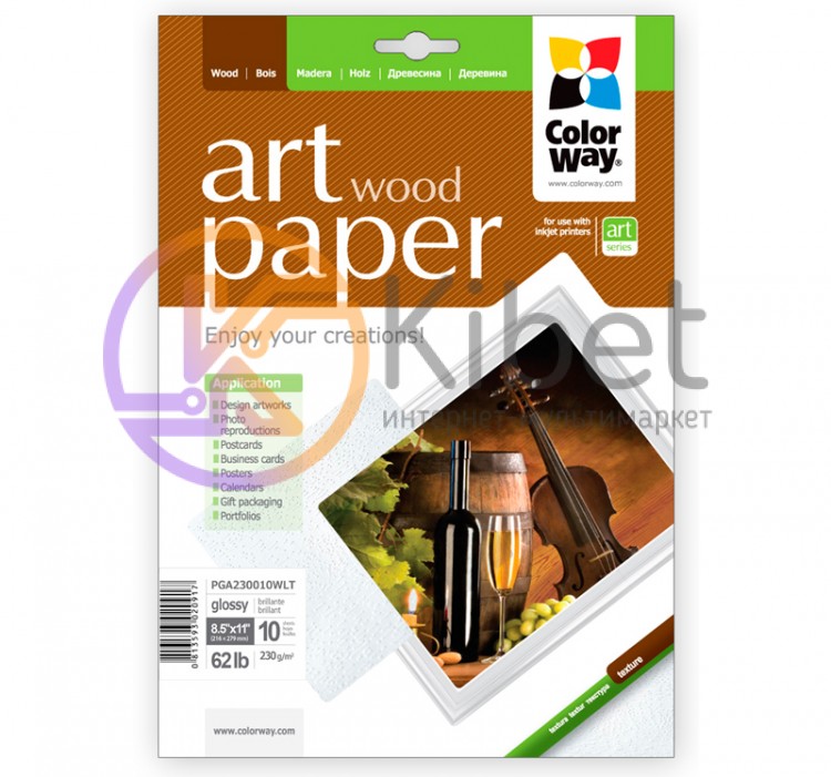 Фотобумага ColorWay 'Art', глянцевая, с тесненной фактурой имитации дерева, Lett