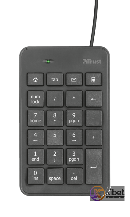 Клавиатура цифровая Trust Xalas, Black, USB, угловой дизайн с 23 полноразмерными
