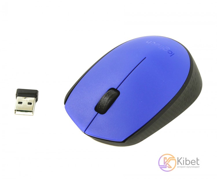 Мышь беспроводная Logitech M171, Blue Black, USB (2.4 GHz), 1000 dpi, 3 кнопки,
