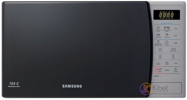 Микроволновая печь Samsung GE83KRS-1 BW Silver, 800W, 23 л, с грилем, 6 уровней