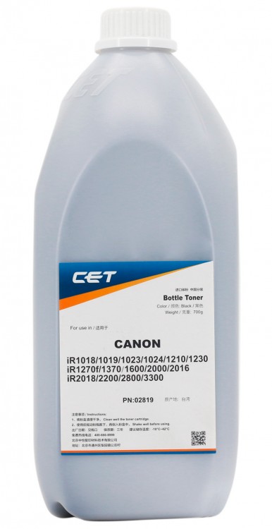 Тонер Canon C-EXV 18, Black, iR-1018 1019 1022 1023, банка, 700 г, CET (CET2819)
