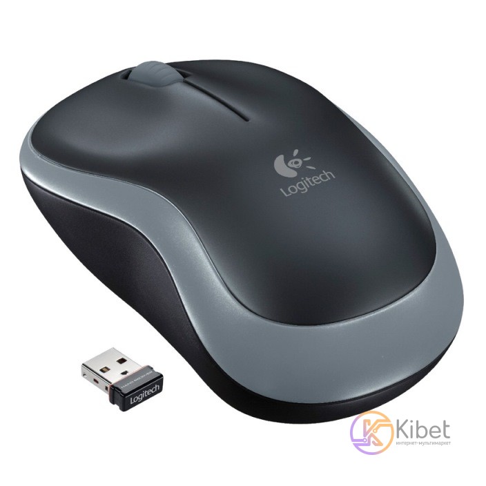 Мышь Logitech M185, Gray Black, USB, беспроводная, оптическая, 1000 dpi, 3 кнопк