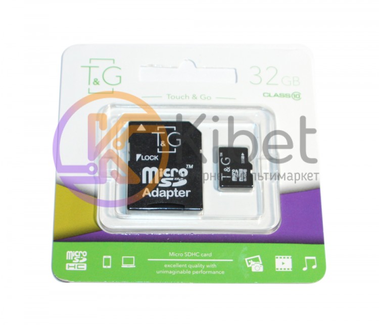 Карта памяти microSDHC, 32Gb, Class10, T G, SD адаптер (TG-32GBSDCL10-01)
