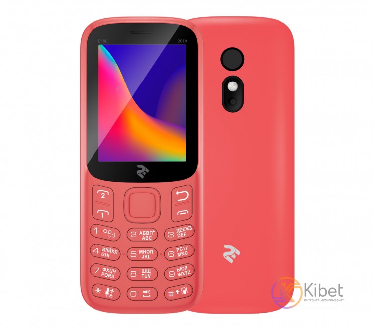 Мобильный телефон 2E E180 2019, Red, Dual Sim (Mini-SIM), 2G, 1.77'' (TN, 128x16