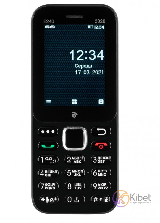 Мобильный телефон 2E E240 2020, Black, Dual Sim (Mini-SIM), 2G, 2.4'' (TN, 240x3