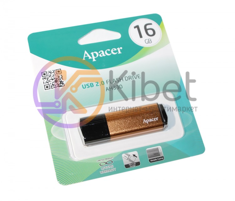 USB Флеш накопитель 16Gb Apacer AH330 Fiery Orange, AP16GAH330T-1