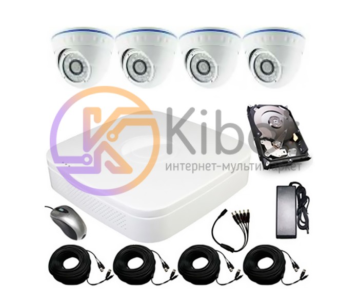Комплект видеонаблюдения AHD Longse AHD-XVR2004PDB10, White: AHD Видеорегистрато
