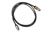 Кабель USB - microUSB, NoName, Gold Black, 1 м, алюминиевые коннектора, оплетк