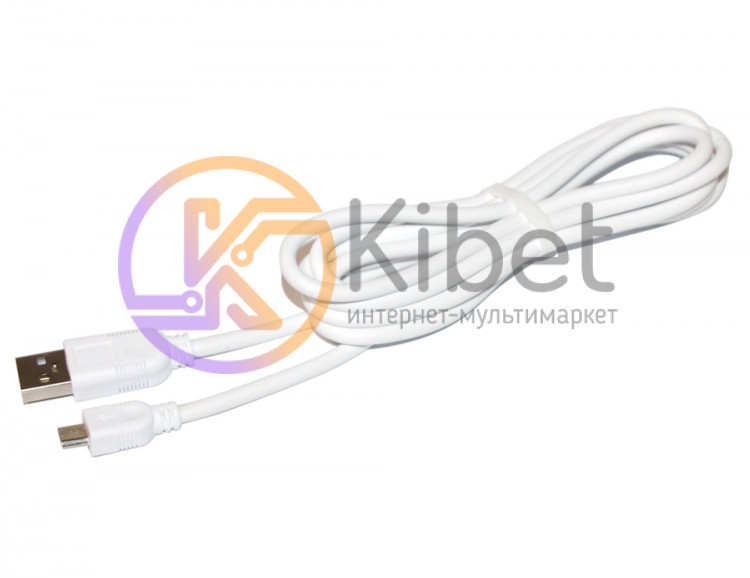Кабель USB - microUSB, White, 2 м, Voltex Long , алюминевые коннектора, 2A