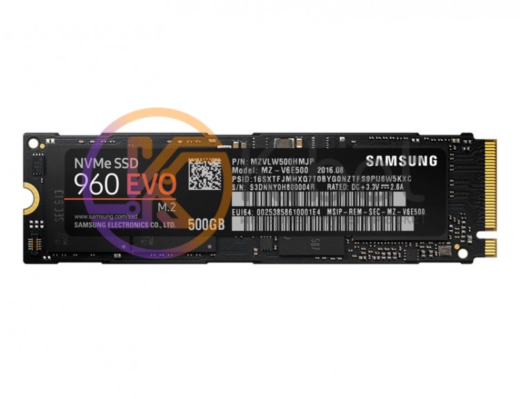 Твердотельный накопитель M.2 500Gb, Samsung 960 Evo, PCI-E 4x, TLC 3D V-NAND, 32