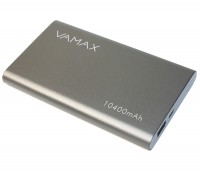 Универсальная мобильная батарея 10400 mAh, Vamax, Grey, 1xUSB, 5V 2A, LED прожек