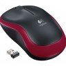 Мышь Logitech M220 Silent, Red Black, USB, беспроводная, оптическая, 1000 dpi, 3