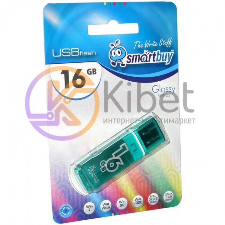 USB Флеш накопитель 16Gb Smartbuy Glossy series Green SB16GBGS-G