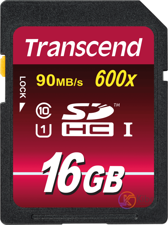 Карта памяти SDHC, 16Gb, Class10 UHS-I, Transcend Ultra, до 90 MB s (TS16GSDHC10